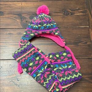 Justice Pink and Purple Knit Hat and Scarf Set